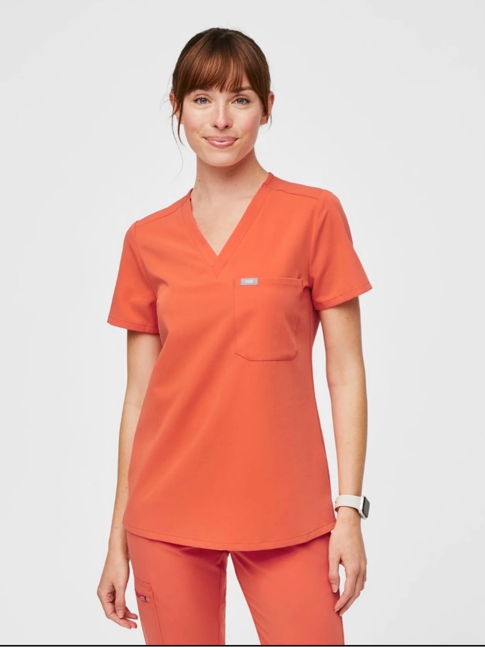 FIGS Sunset Orange Scrub Set | Large Top + Large Tall Joggers | NWOT